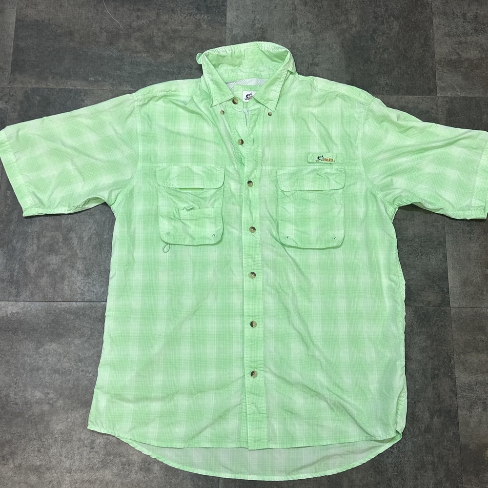 World Wide Sportsman‎ Green Nylon Angler Fishing Hunting UV Shirt Mens L Vented